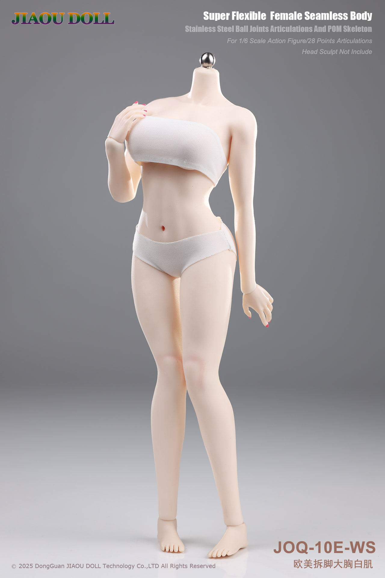 JIAOUDOLL JOQ-10E 1/6 Super Flexible Female Seamless Body Detachable Feet Lager Breasts Without Head