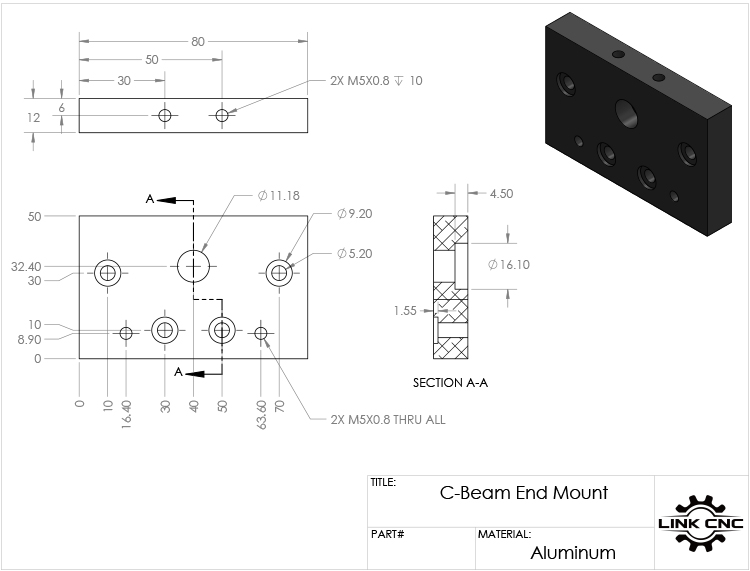 C-Beam End Plate สำหรับ Aluminium Profile 40x80 mm C-Beam
