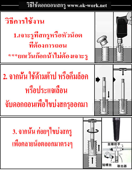 SX04 ชุดดอกถอนเกลียวซ้ายชุดใหญ่ 8 ขนาด ถอนสกรู ถอนเกลียวก๊อกน้ำที่หักคารู