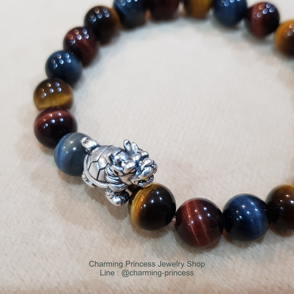 Tiger Eye 3 Colors หินสามทหารเสือ 8 มม แก้ปีชง พลิกฟื้นดวงชะตา แคล้วคลาดปลอดภัย ตัวคั่นเต่ามังกรเงินแท้ มีความหมายถึงสุขภาพที่สมบูรณ์