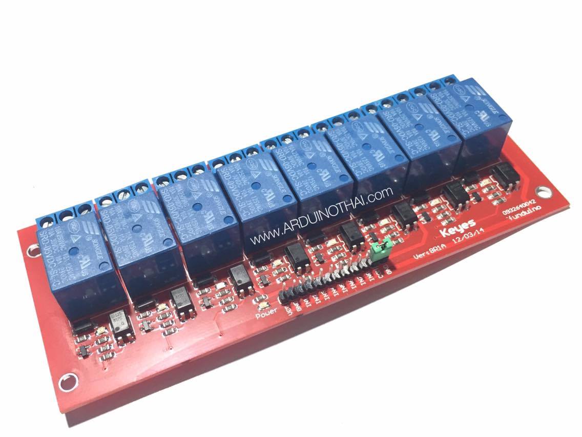 8 Channel 5V High Level Trigger Relay Module โมดูลรีเลย์ 8 ช่องควบคุมแบบแยกกราวน์