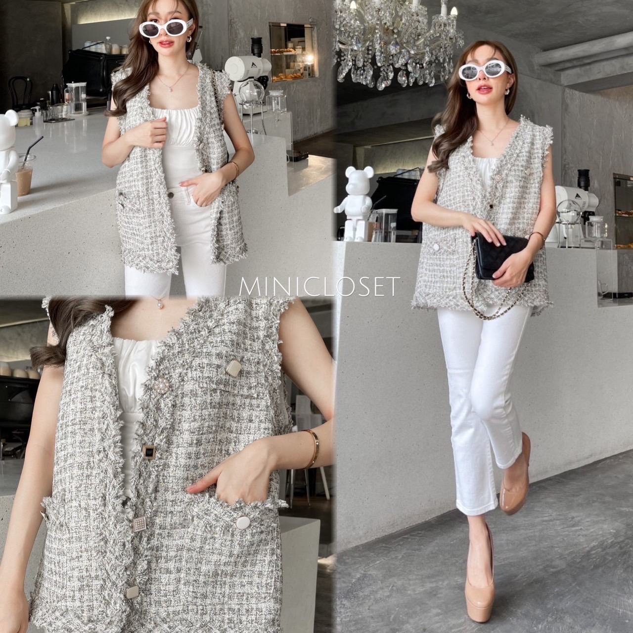 เสื้อทวีตแขนกุด เสื้อคลุมแขนกุด เสื้อกั๊ก