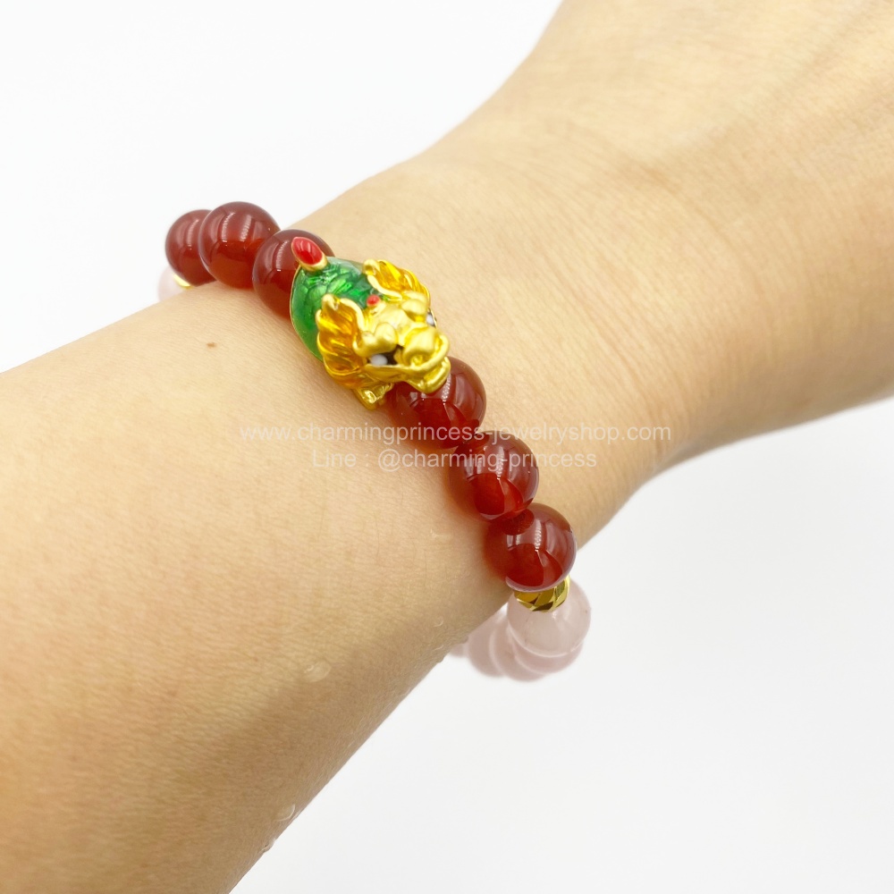 หินนําโชคประจําวันเกิดวันอังคาร Tuesday Birthstone เต่ามังกร คาร์เนเลียน โรสควอตซ์ 8 มม