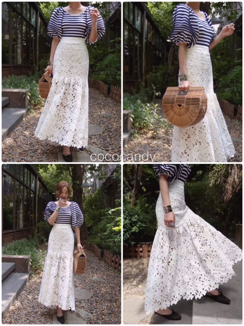 Lace Maxi Mermaid Skirt กระโปรงยาวทรงเมอร์เมดเข้ารูปช่วงเอวกับสะโพกปล่อยชายยาวสวย เนื้อลูกไม้อย่างดีเนื้อหนาสวยมากด้านในบุซับในเนื้อผ้ายืดนิดๆทรงสวยมากฮ้าฟ เกาหลีฮิตมาก มันแมชกับเสื้อผ้าสวยลุคหรูขึ้นทันที ต้องมีนะค้าจับจองด่วนจ้ามีให้เลือก2 สีจ้า