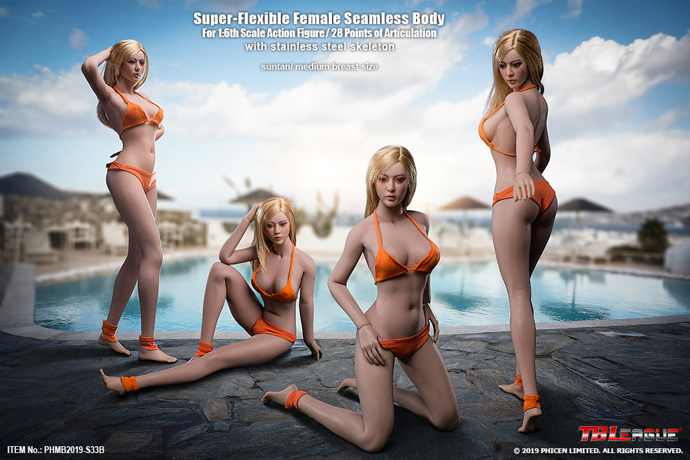 TBLeague S32A S33B 1/6 Female Super-Flexible Seamless Bodies (Long legs, narrow shoulders, Pale / Suntan)