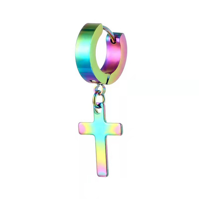 ต่างหูหนีบแบบห่วงไม้กางเขน Cross Cilp ไม่เจาะหูก็สวยได้ (ราคา/คู่)_EC302