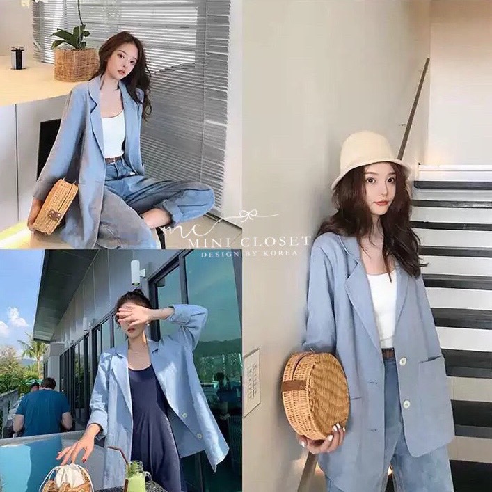 Blazer เบลเซอร์ สูทลินิน สูทสไตล์เกาหลีทรงOversize สไตล์ชิคๆคูลๆ