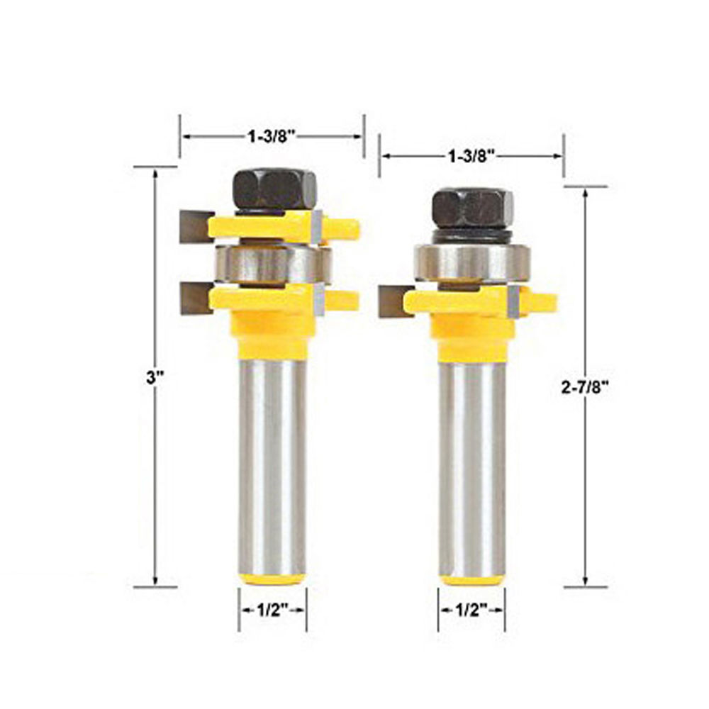 DR06A04 ดอกทริมเมอร์ เซาะร่องประกบไม้ แบบไม่มีลูกปืน แกน 1/2 (4 หุล) ใช้กับเร้าเตอร์ใหญ่