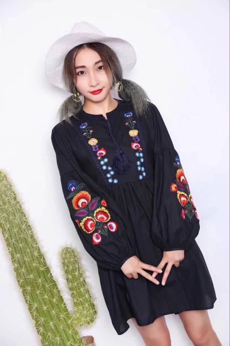 เดรสแฟชั่นเกาหลี สไตล์โบฮีเมียน ทรงสวยน่ารักสไตล์zara มาพร้อมป้ายZara