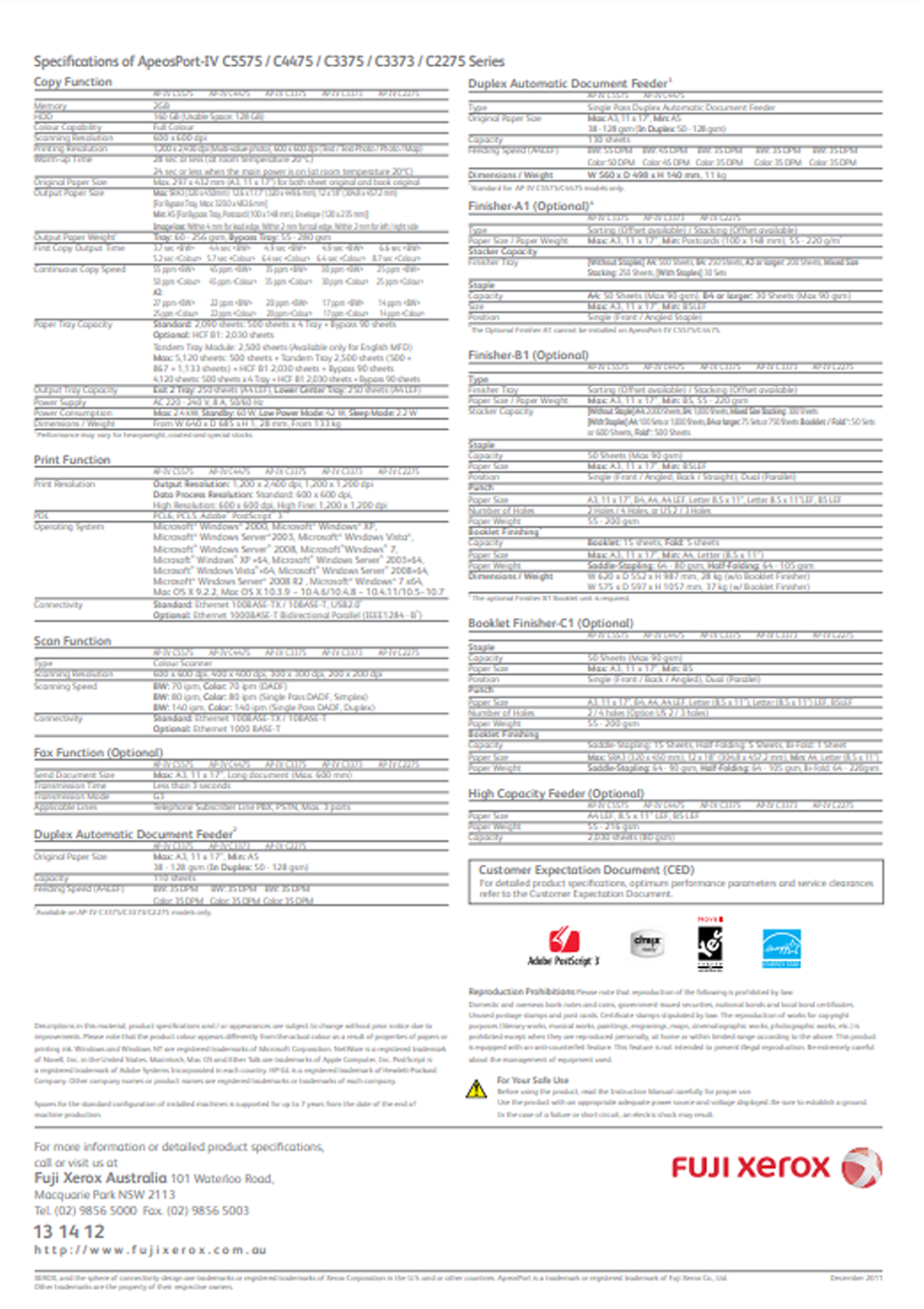 เช่าเครื่องถ่ายเอกสารสี รุ่น Fuji xerox DocuCentre-V C3373