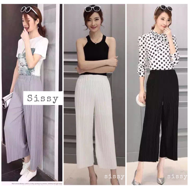 กางเกงผ้าอัดพลีท ผ้าทิ้งตัว ยืดได้ ไม่บางไม่หนาไปนะคะ ใส่ง่ายๆในวันสบายๆ สีหวานๆพาสเทลกันเลยค่ะ ขนาด ยาว 32"