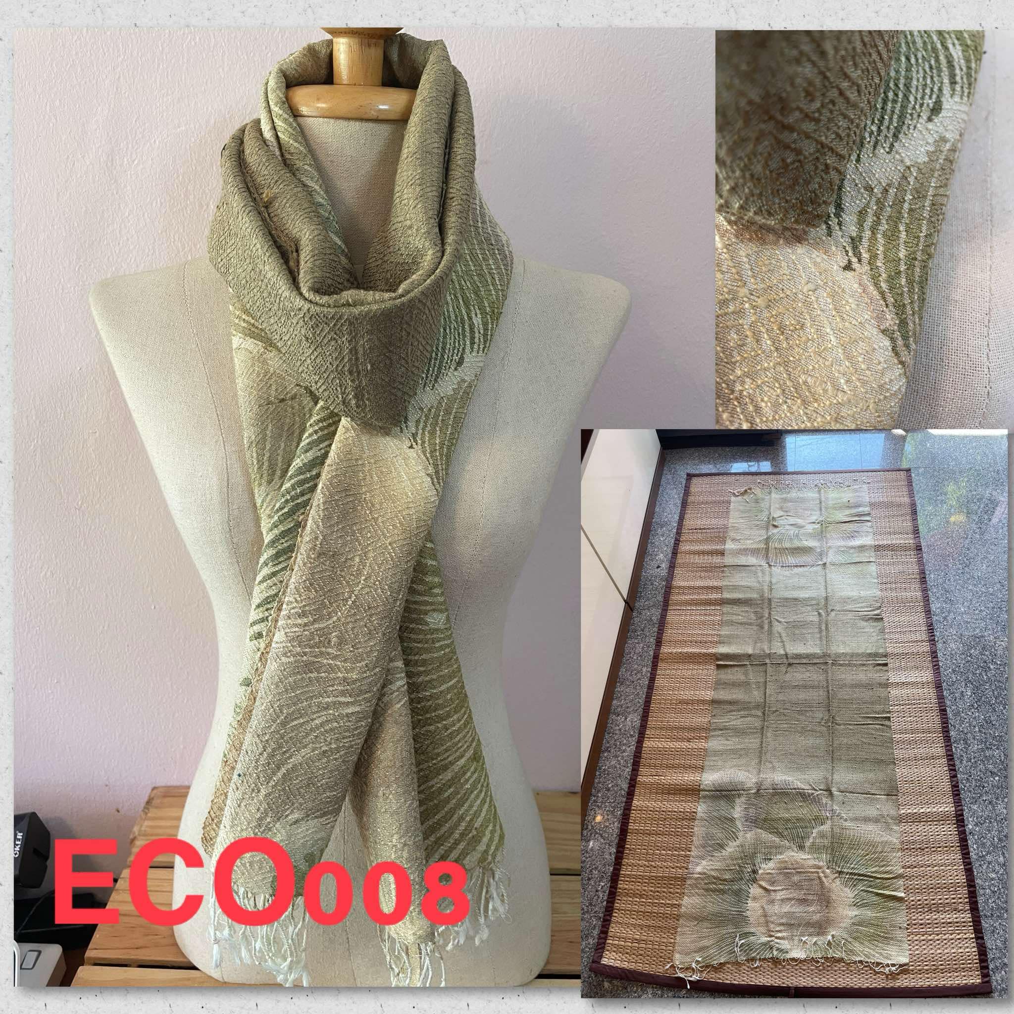 ผ้าพันคอไหมแท้ พิมพ์ลายใบไม้ ออร์แกนิก Eco Print