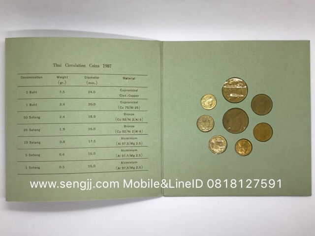 แผงเหรียญหมุนเวียน ปี พ.ศ.2530 (ภาษาอังกฤษ)