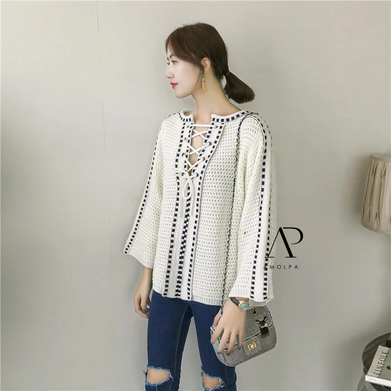 เสื้อไหมพรมเชือกสานไขว้ที่อก งานดีมากๆ