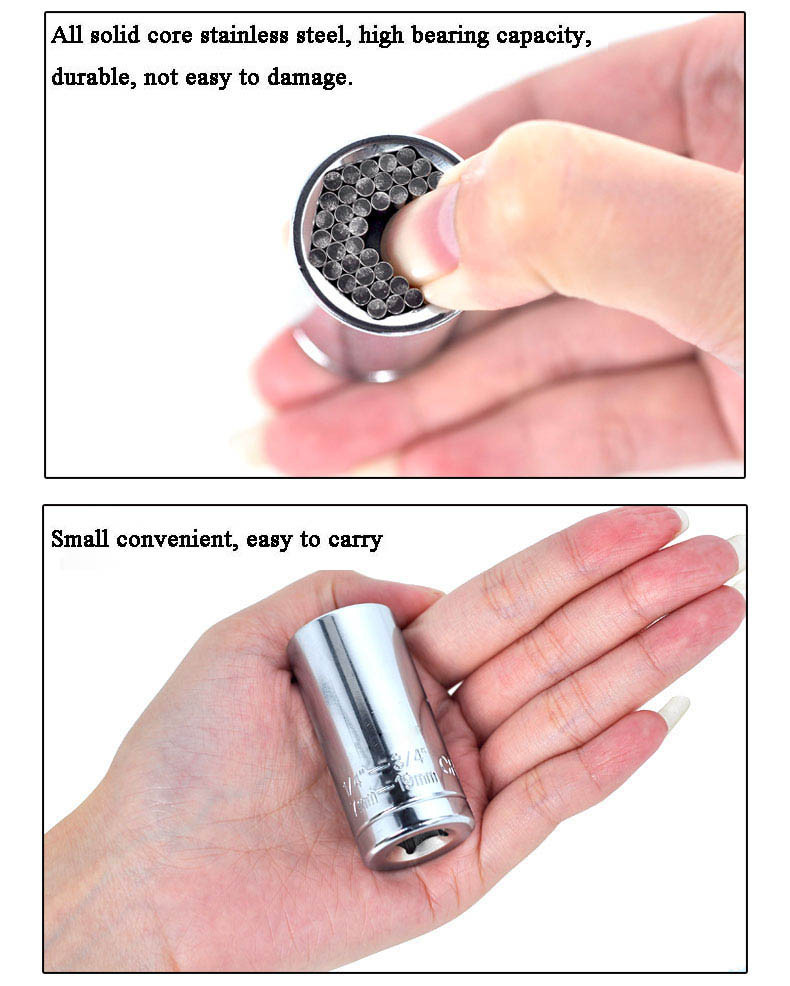 AD18 ลูกบล็อกเอนกประสงค์ อันเดียว ไขน็อตได้ตั้งแต่เบอ 7 ถึงเบอ 19 พร้อมแกนแปลงใส่สว่าน