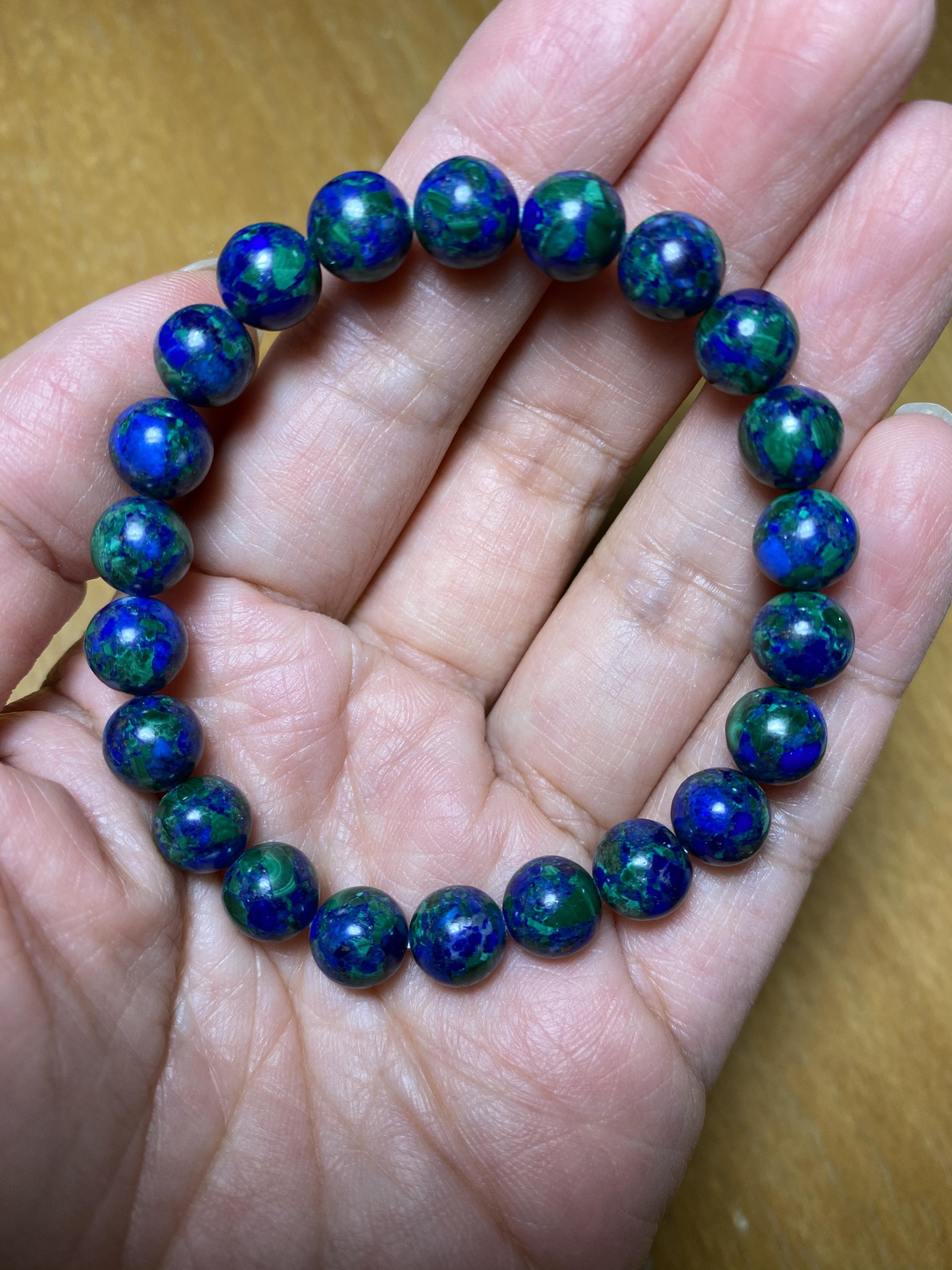 Azurite Malachite อซูไรต์ มาลาไคท์ AA 8 มม ช่วยในการปกป้องคุ้มครอง กระตุ้นในเกิดพลังความคิดสร้างสรรค์ ทำให้จิตใจสดชื่นเบิกบาน