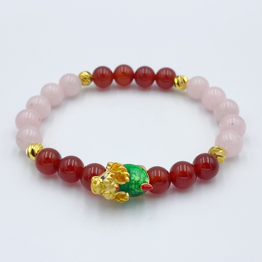 หินนําโชคประจําวันเกิดวันอังคาร Tuesday Birthstone เต่ามังกร คาร์เนเลียน โรสควอตซ์ 8 มม