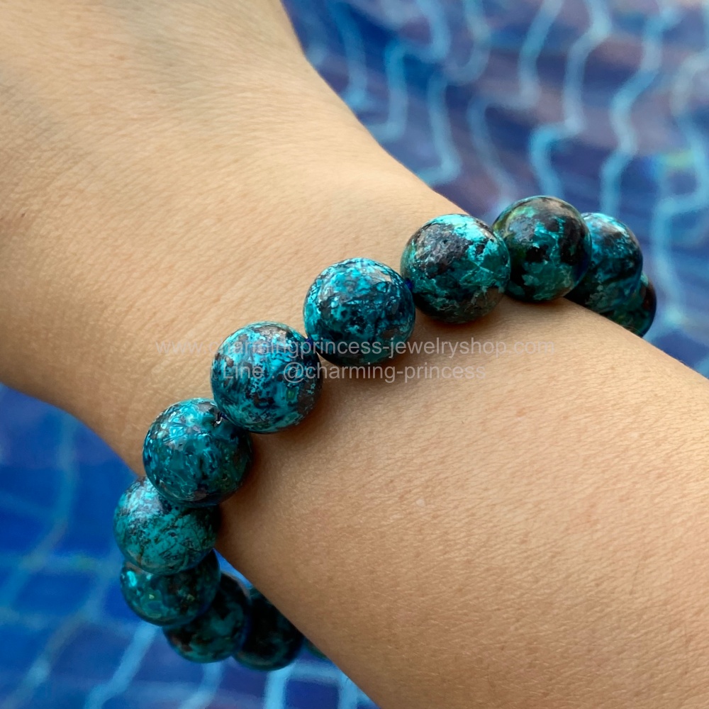 Chrysocolla คริสโซโคลล่า เกรด AAA หินแห่งความสงบสุข เสริมพลังให้ผู้ท้อแท้สิ้นหวัง เสริมบารมีให้คนรักใคร่นับถือ 11.5 มม