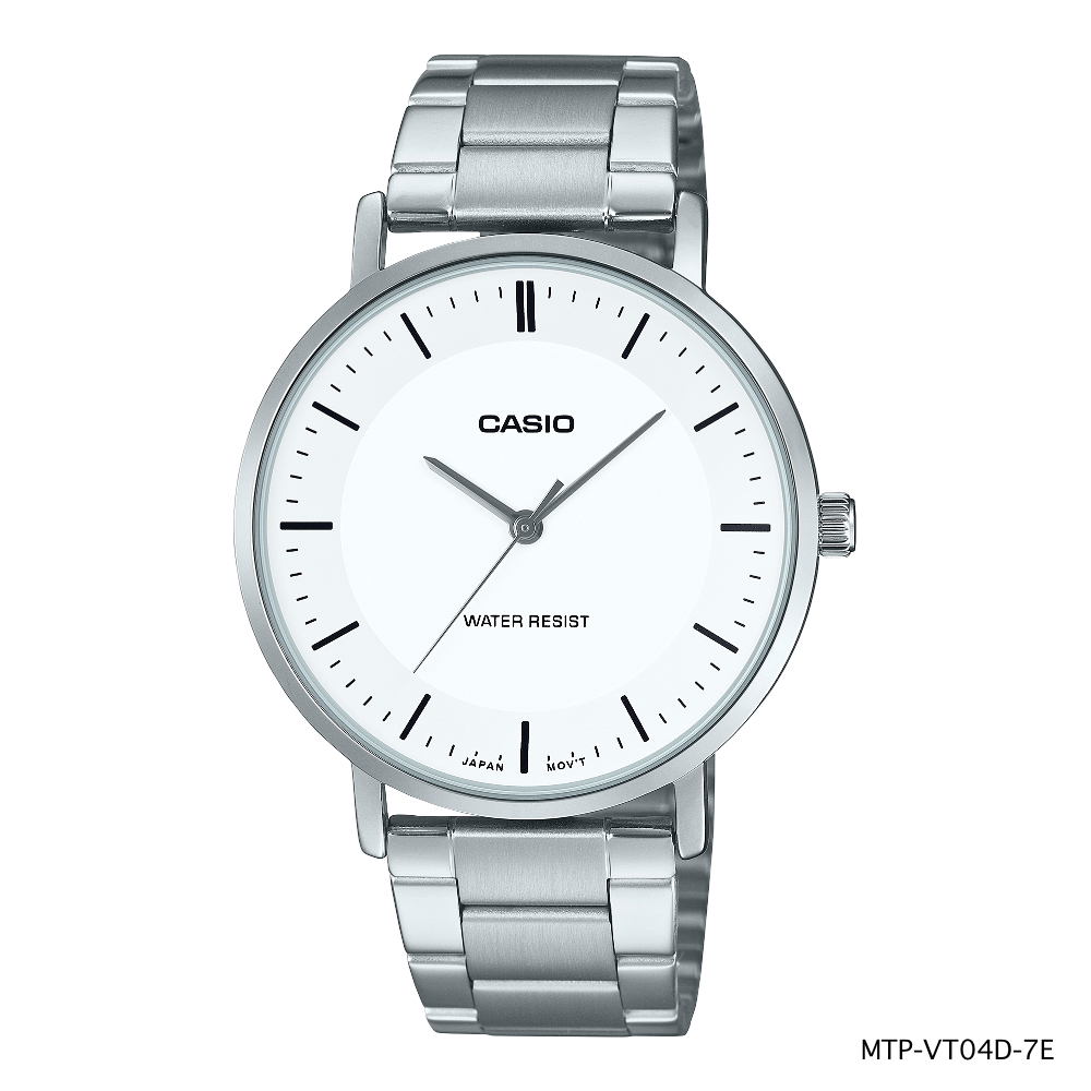 CASIO นาฬิกาข้อมือผู้ชาย MTP-VT04D สายแสตนเลส MTP-VT04L สายหนัง MTP-VT04L-7E MTP-VT04L-8E -1E MTP-VT04D-8E MTP-VT04D-7E MTP-VT04D-1E สำเนา