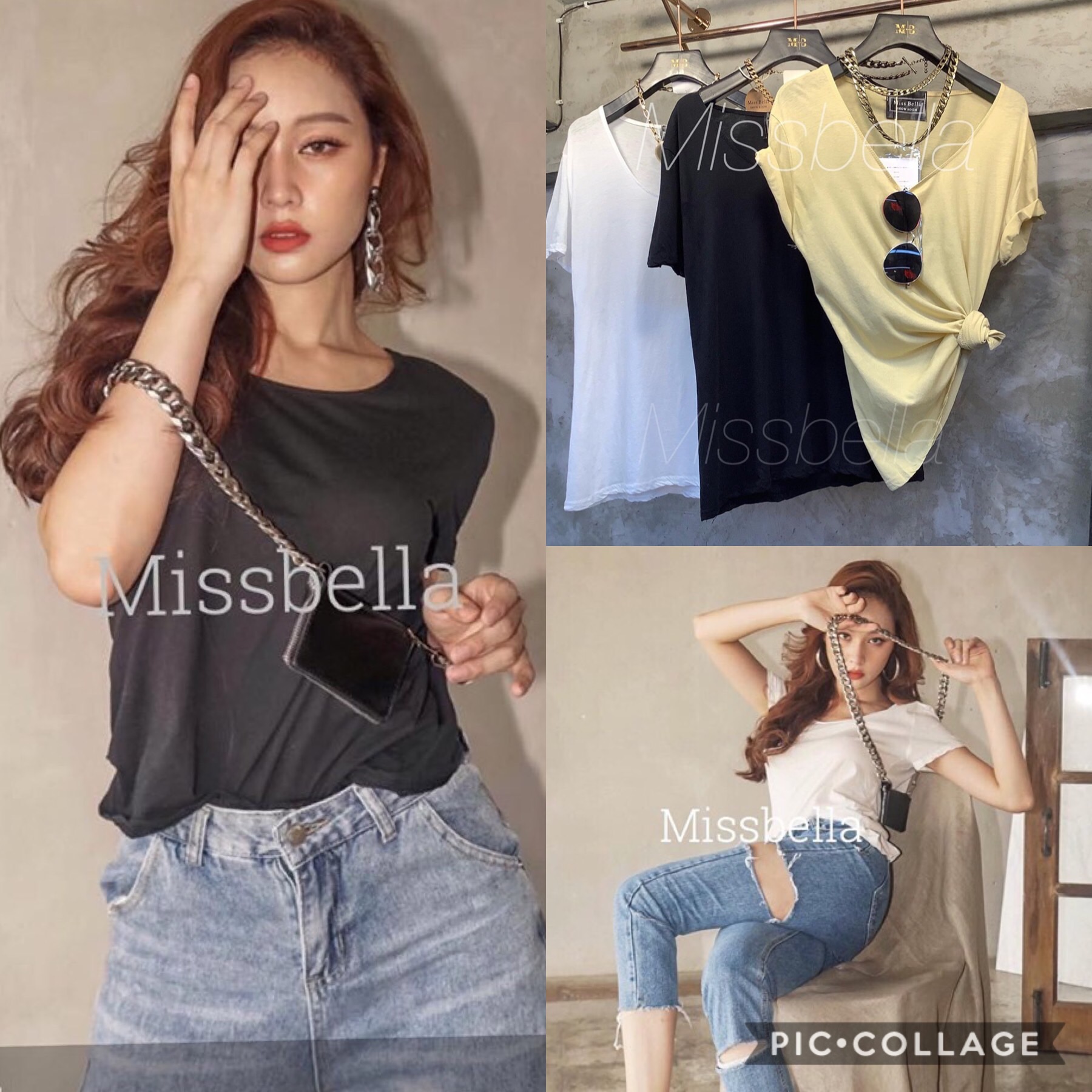 เสื้อยืดสไตล์Zara เสื้อยืดสีพื้นผ้าบางเฉียบ