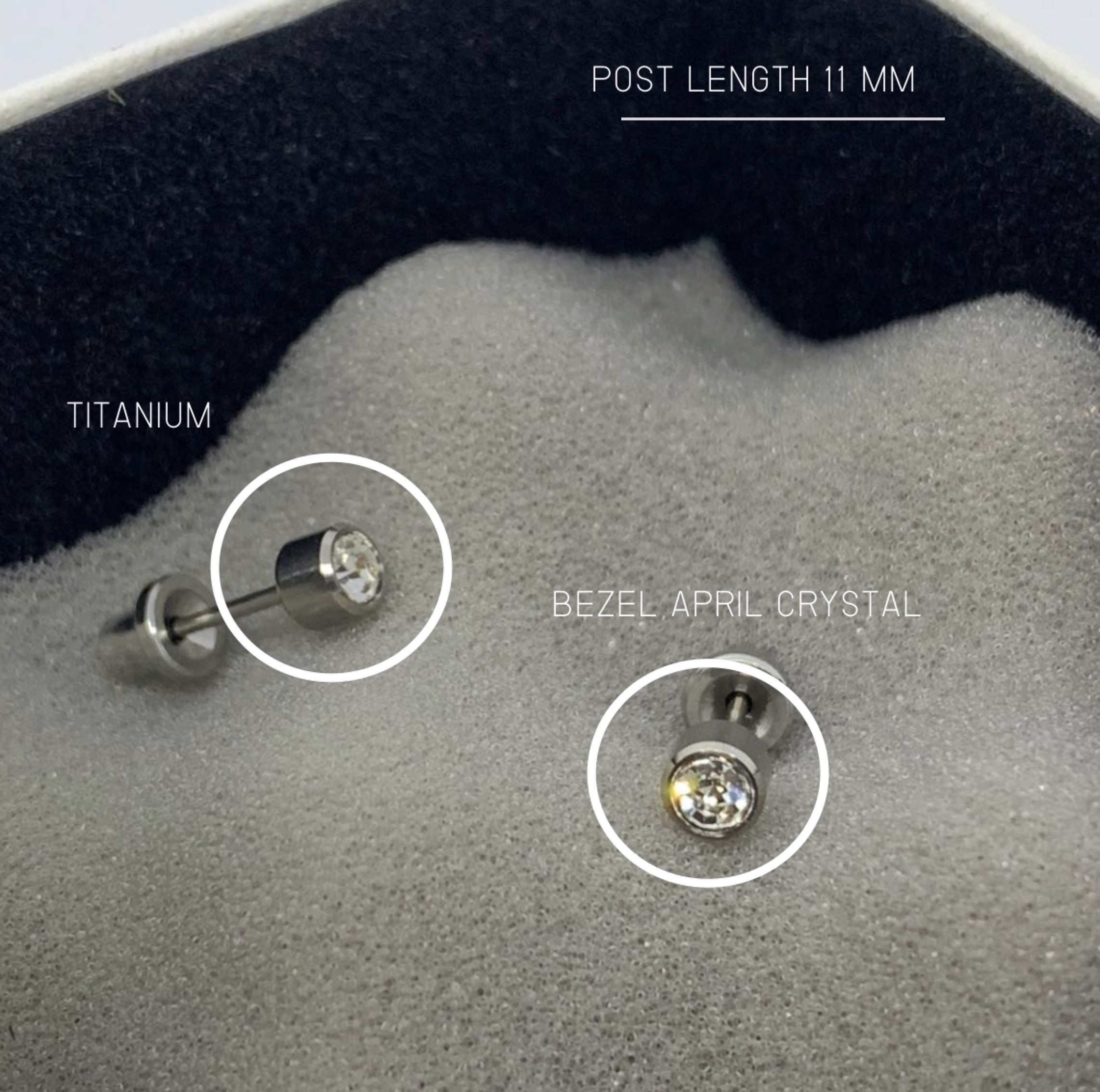 ส่งฟรี!(ไทเทเนี่ยม 100%) ต่างหูสำหรับผิวแพ้ง่ายแป้นตัน ปลอดภัย 100% Titanium Bezel Clear 4mm