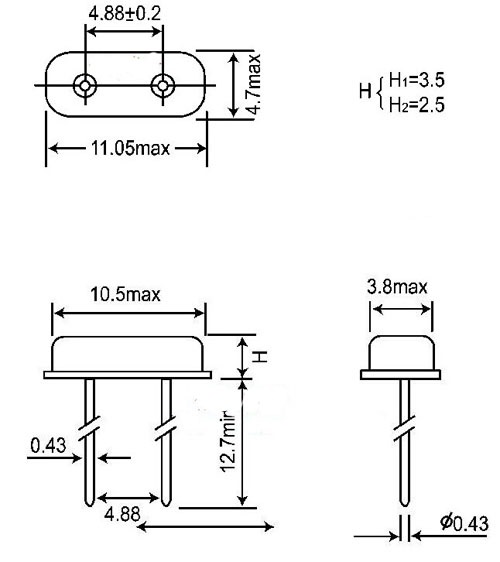 16 MHz Crystal Oscillator HC-49S