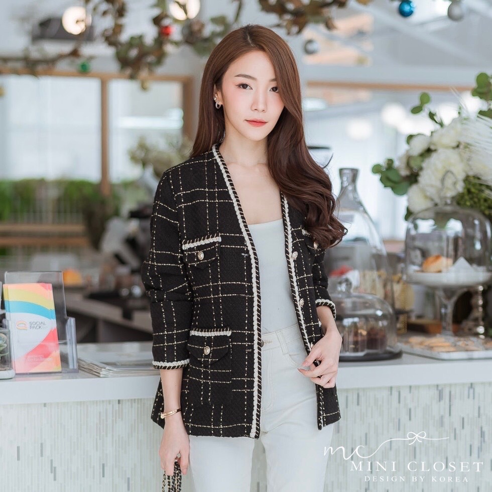 เสื้อคลุมผ้าทวีตเกาหลี เรียบหรูดูแพง ส่งfree ค่ะ