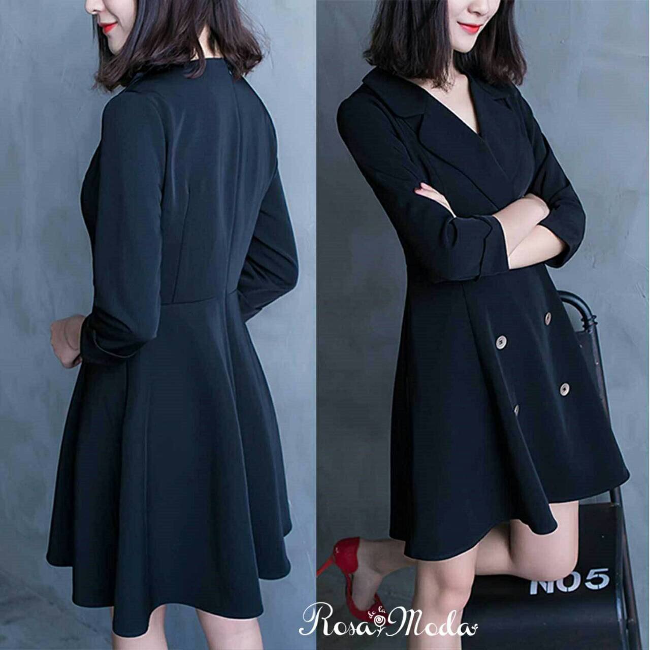 เดรสเก๋ทรงปกเชิ้ตป้ายมินิมัลชิค คอวี แขนห้าส่วนขับแขน ใส่สบาย ตัดต่อกระโปรงทรงย้วยพลิ้วสวย แต่งกระดุม3คู่ที่ด้านหน้าของกระโปรง ซิปหลัง Keep look สาวออฟฟิสแบบคูลๆไม่เอ้าท์ จัดปายยยยยค่ะ