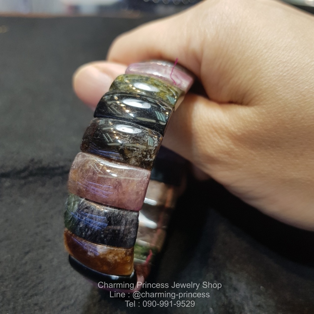 Tourmaline Bangle กำไลทัวร์มาลีน สีครบ จบในเส้นเดียว