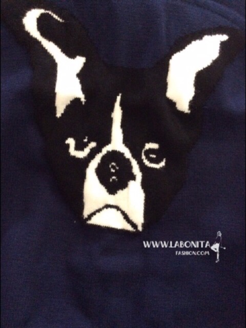 เสื้อนิตติ้งแขนกุด ทอลายหมาfrenchie