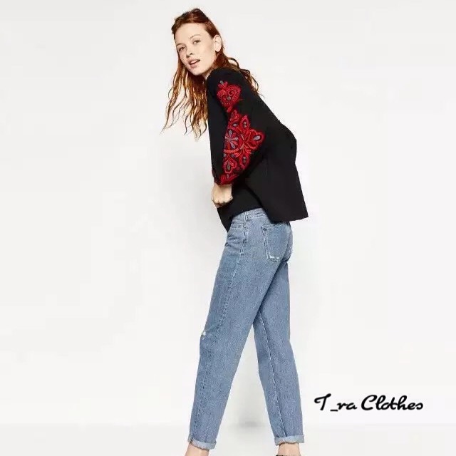 เสื้องานปัก Style korea เสื้อแขนพองปักลายสวยๆ