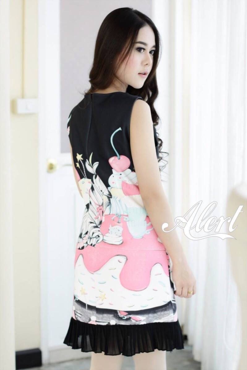 เดรสผ้าพิมพ์ลาย ลายม้าลายน่ารักหวานๆ