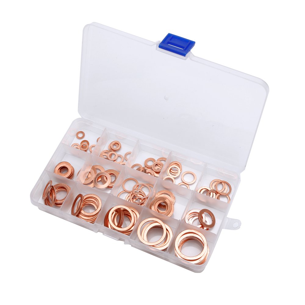 CR04 ชุดโอริงทองแดง 150 ชิ้น M5-M22 สำหรับงาน แหวนถ่ายน้ำมันเครื่อง ปั๊มลม ต่างๆ