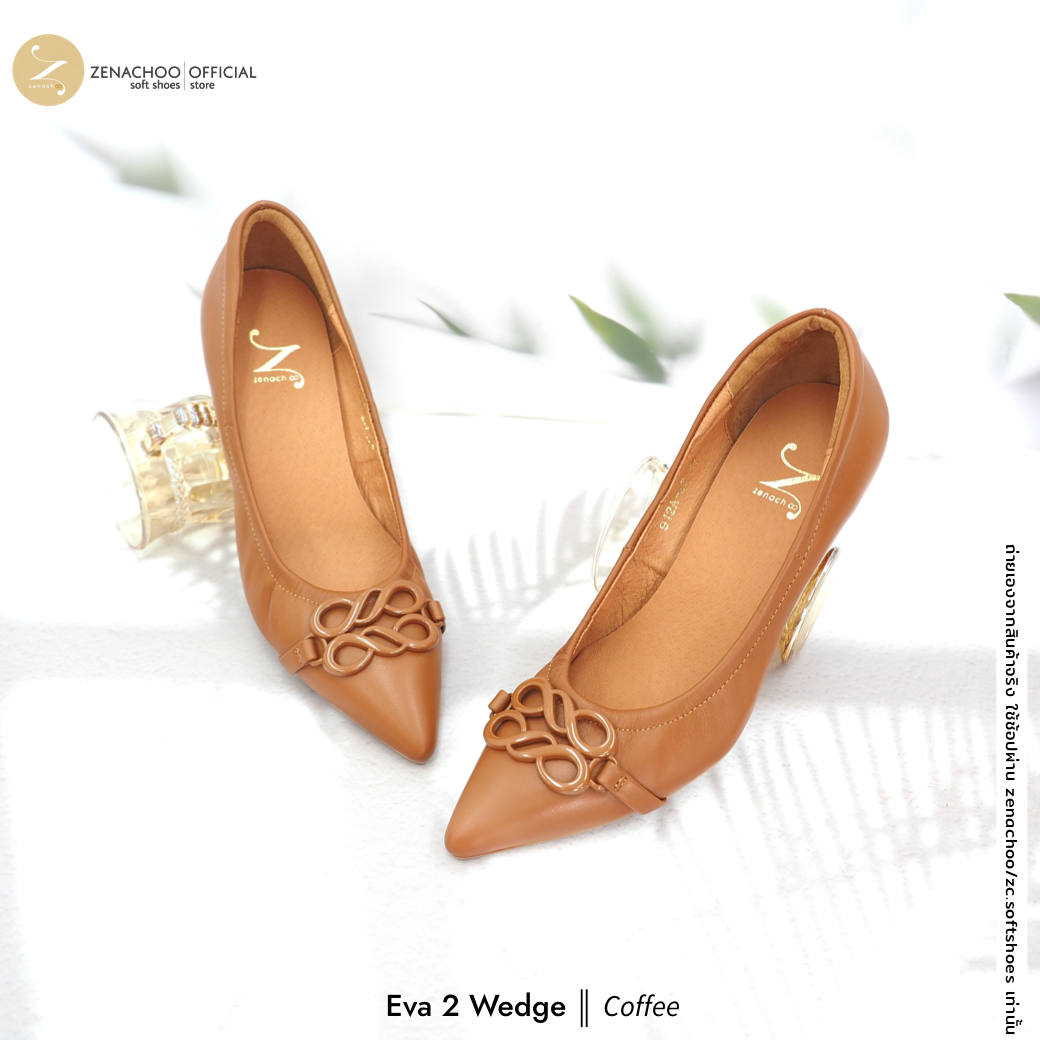 Zenachoo รองเท้าคัชชูหัวแหลมทรง Wedge หนังแกะนิ่ม Eva Wedge ส้นเตารีด สูง 2 นิ้ว ใส่สบาย ทรงปกติ เปลี่ยนไซซ์ได้ ไม่รับคืนสินค้าทุกกรณี