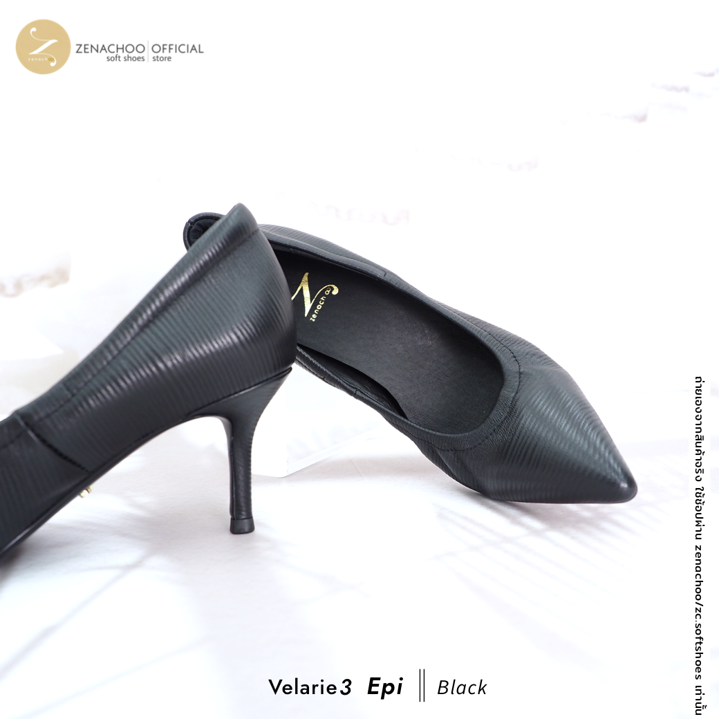 ทรงปกติ เปลี่ยนไซส์ได้-ไม่รับคืน รุ่นขายดี Zenachoo Velarie Epi หนังแกะลายไม้ สูง 2 นิ้ว และ 3 นิ้ว รองเท้าหนังแกะแท้ หัวแหลมหน้ากว้าง