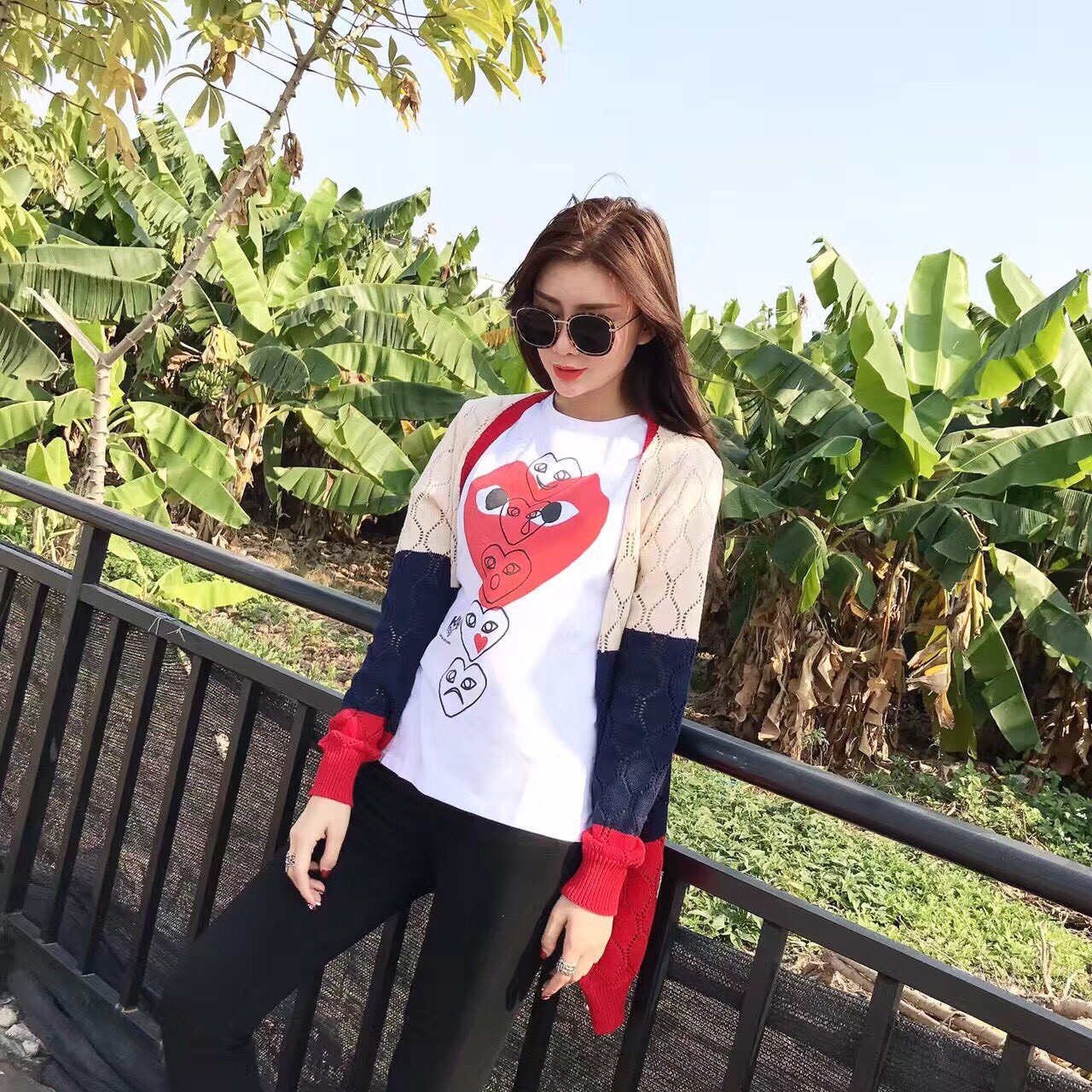 PLAY COMME des GARCONS เสื้อยืดผ้า Cotton เนื้อดี งานพรีเมี่ยมพิมพ์ลายตามต้นแบบ Holiday emoji new collection