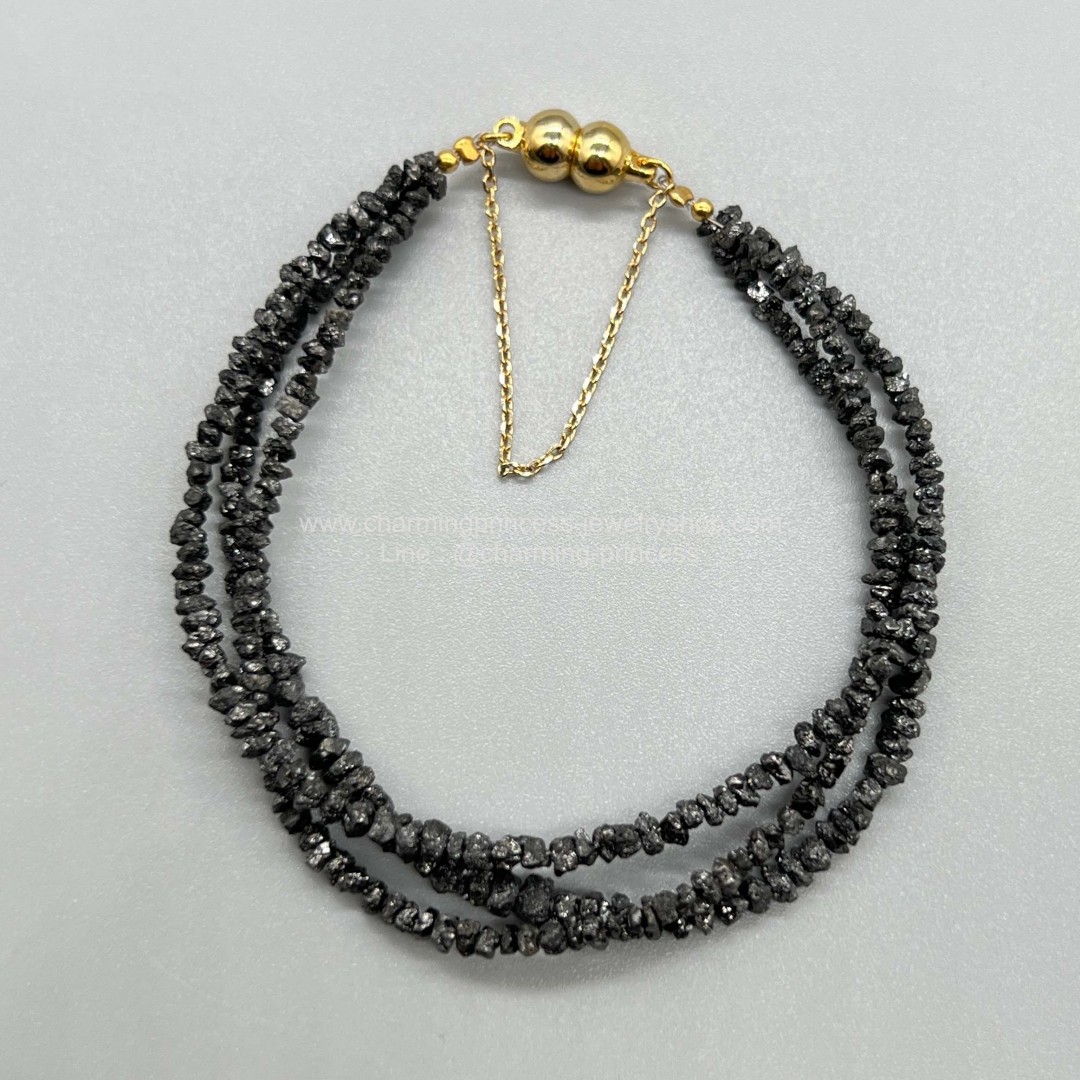 Black Diamond 3 Layers สร้อยข้อมือ แบล็คไดมอนด์ สร้อยข้อมือเพชรแท้สีดำ