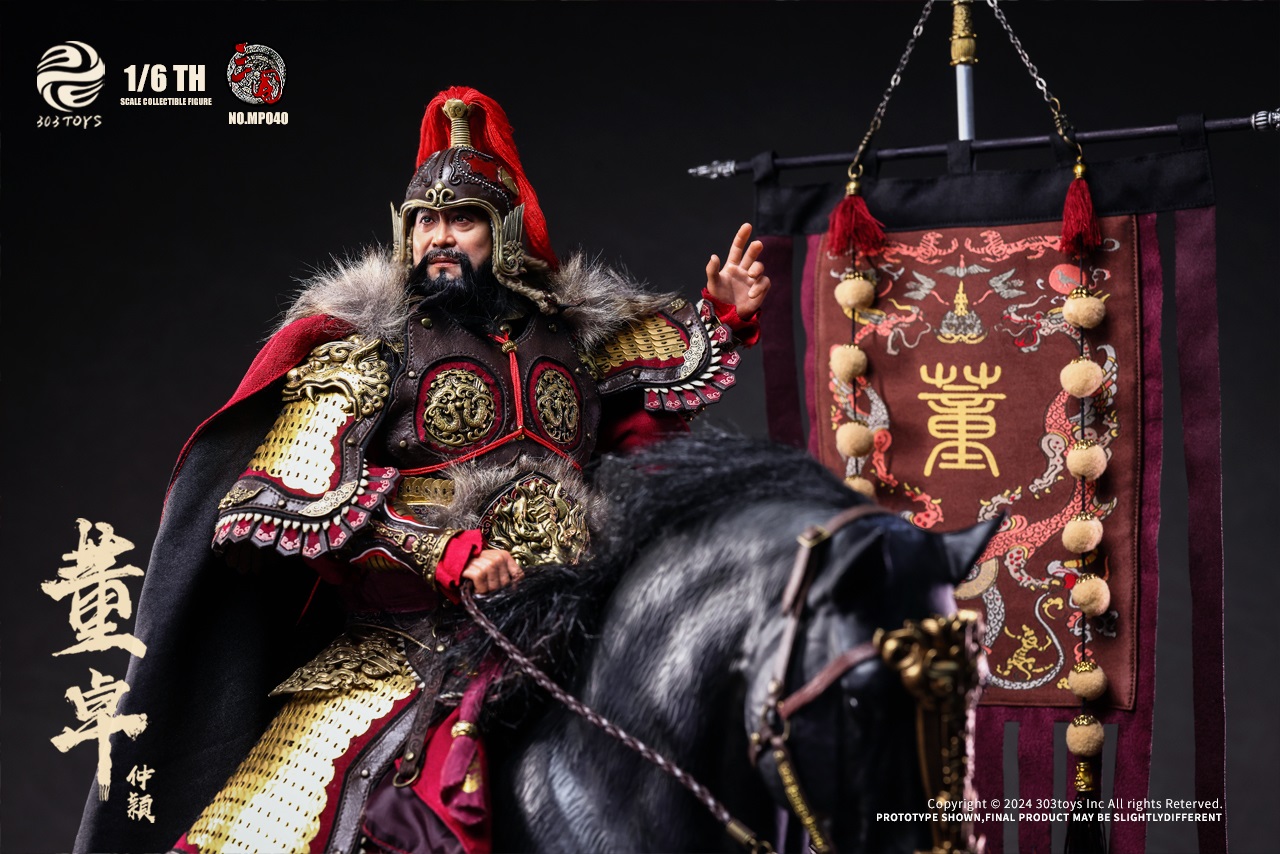 303TOYS MP040 + MP041 THREE KINGDOMS SERIES: DONG ZHUO ZHONGYING - MARQUIS OF MEI (EXCLUSIVE COPPER EDITION) + WARHORSE OF DONG ZHUO
