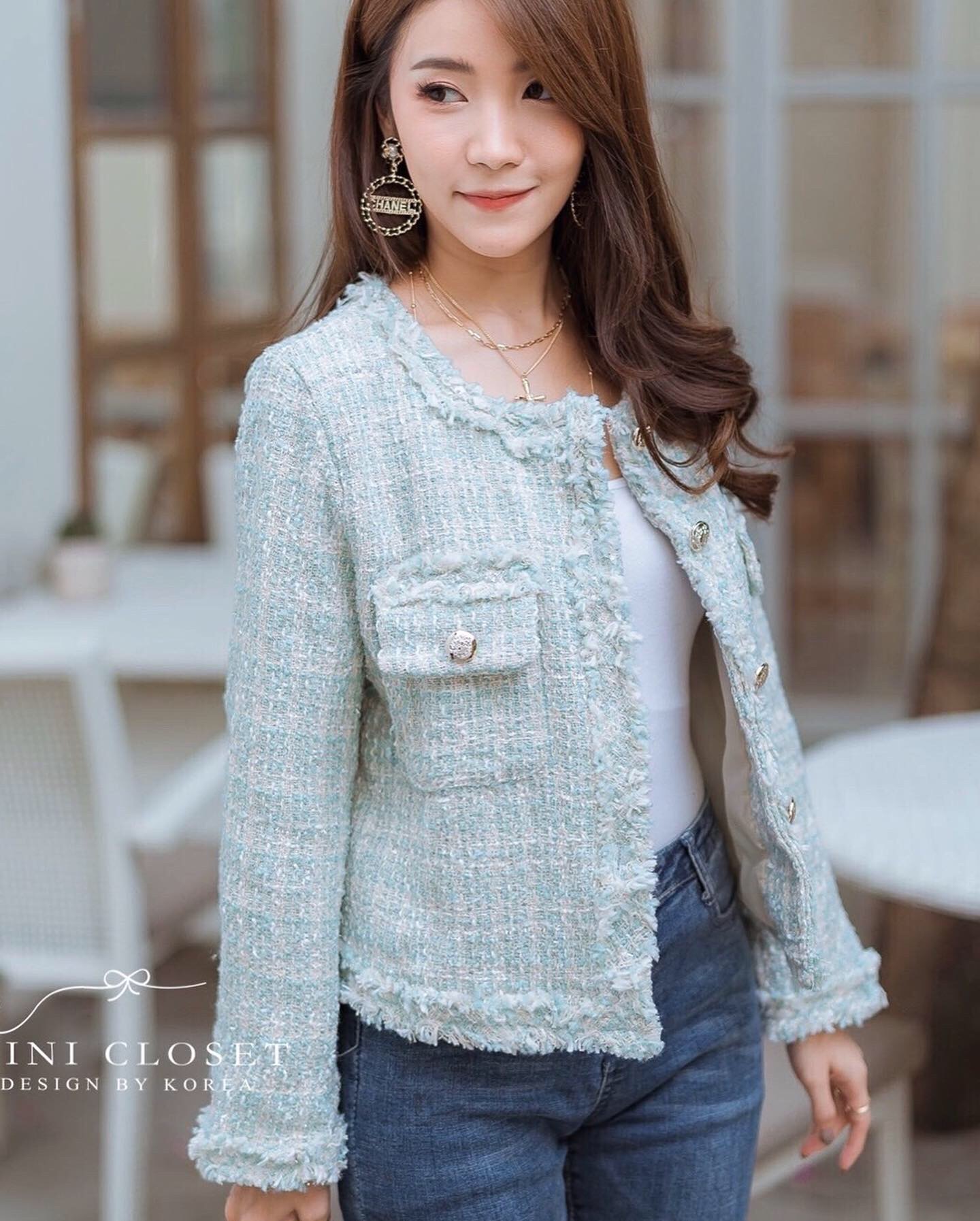 เสื้อคลุมผ้าทวิต เสื้อทวีตชาแนลสไตล์เกาหลี เสื้อทวิตรุ่นใหม่ขายดีมากกกก