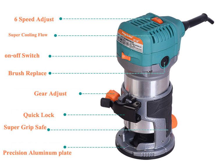 EC05 ทริมเมอร์ เครื่องเซาะร่องไม้ แบบปรับรอบได้ 6 สปีด Power Action คุณภาพสูงมาก!!!