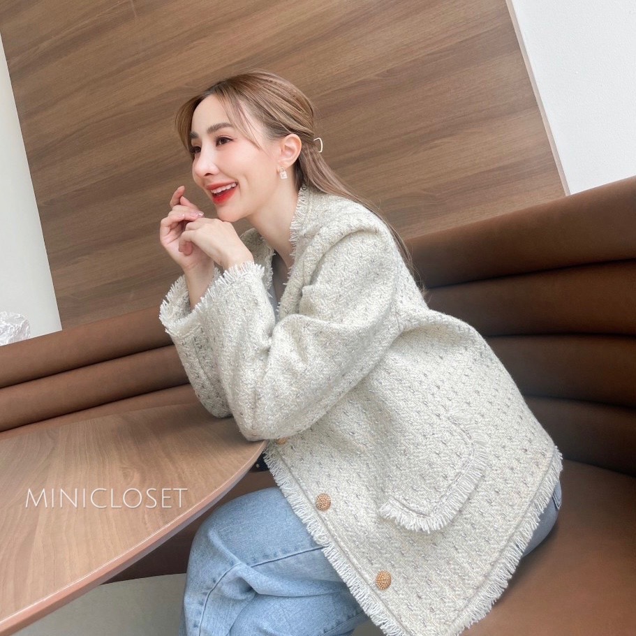 เสื้อทวีตสไตล์ชาแนลสีครีม เกรดPremium