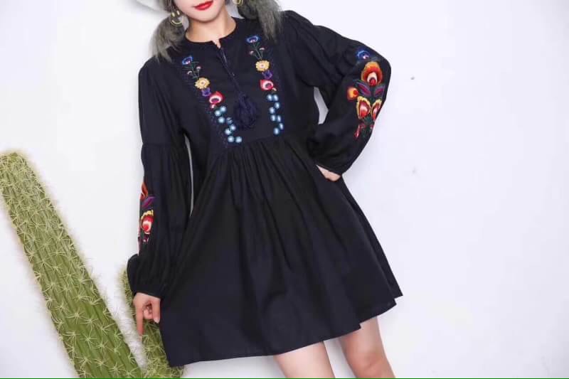 เดรสแฟชั่นเกาหลี สไตล์โบฮีเมียน ทรงสวยน่ารักสไตล์zara มาพร้อมป้ายZara