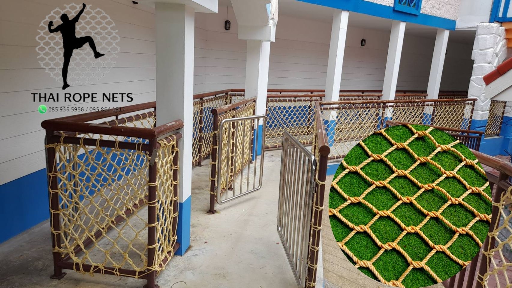 ตาข่ายกั้นราวสะพาน Bridge barrier netting ตาข่ายเชือกมะนิลาเทียมถัก ผสมสารป้องกัน UVใช้งานกลางแจ้ง ไม่มีราดำ พร้อมใช้งาน
