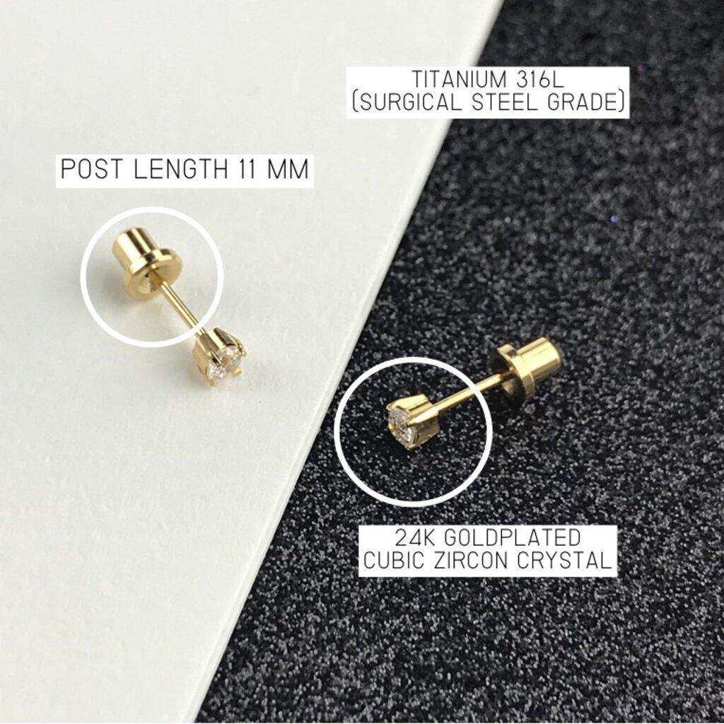 (ส่งฟรี!) ต่างหูสำหรับผิวแพ้ง่ายแป้นตัน สแตนเลสเกรดการแพทย์ ปลอดภัย 100% April Crystal (Best Seller!!)