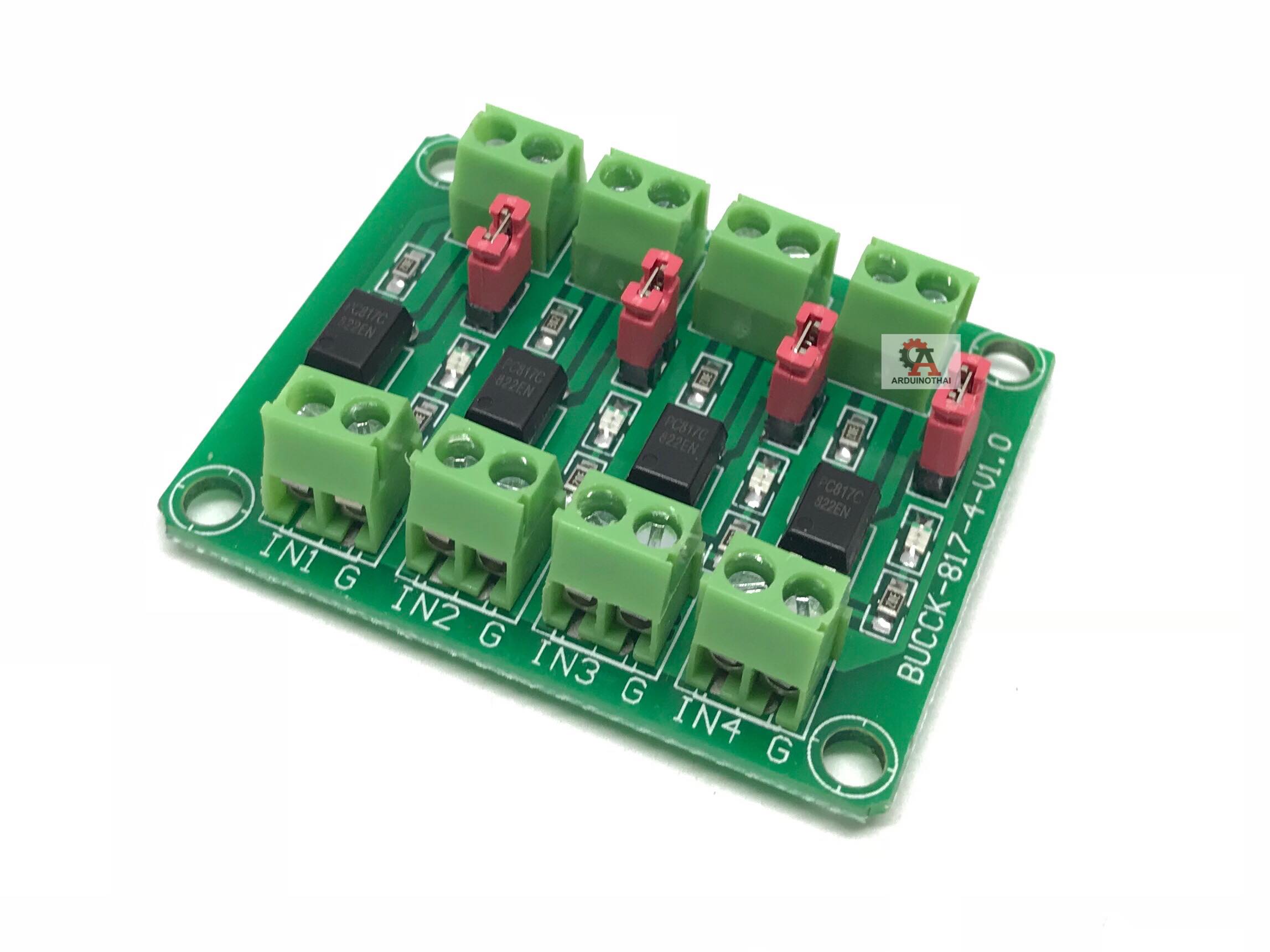 PC817 4-Channel Optocoupler Isolation Board โมดูลควบคุมแบบแยกกราวน์ Isolation 4 ช่อง สต็อกไทยส่งไว