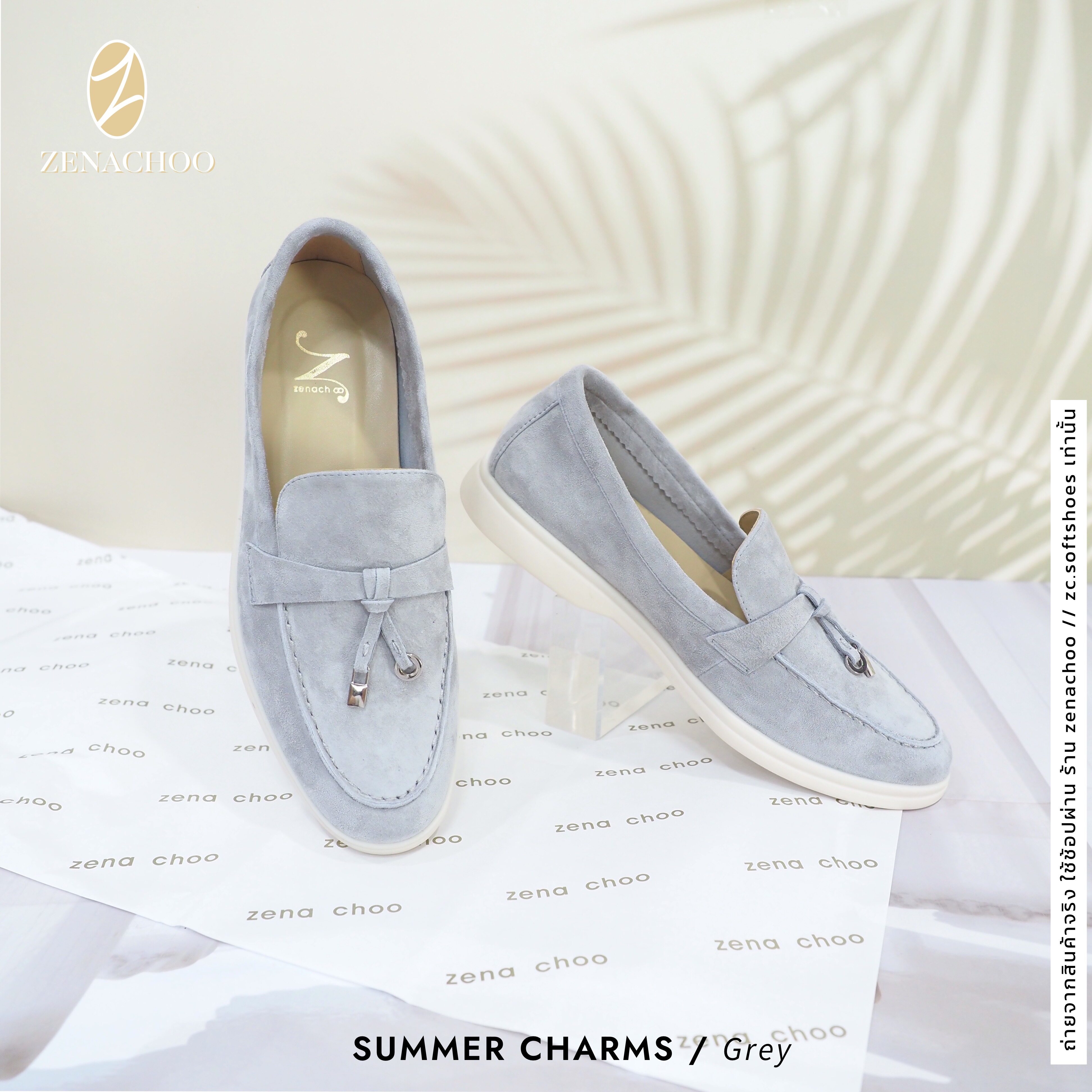 ทรงใหญ่ ลด 1 ไซส์ ปลี่ยนไซส์ได้-ไม่รับคืน Zenachoo รุ่น Summer charms รองเท้าหนังแกะแท้ loafer หนังแกะนุ่ม ใส่สบายมาก
