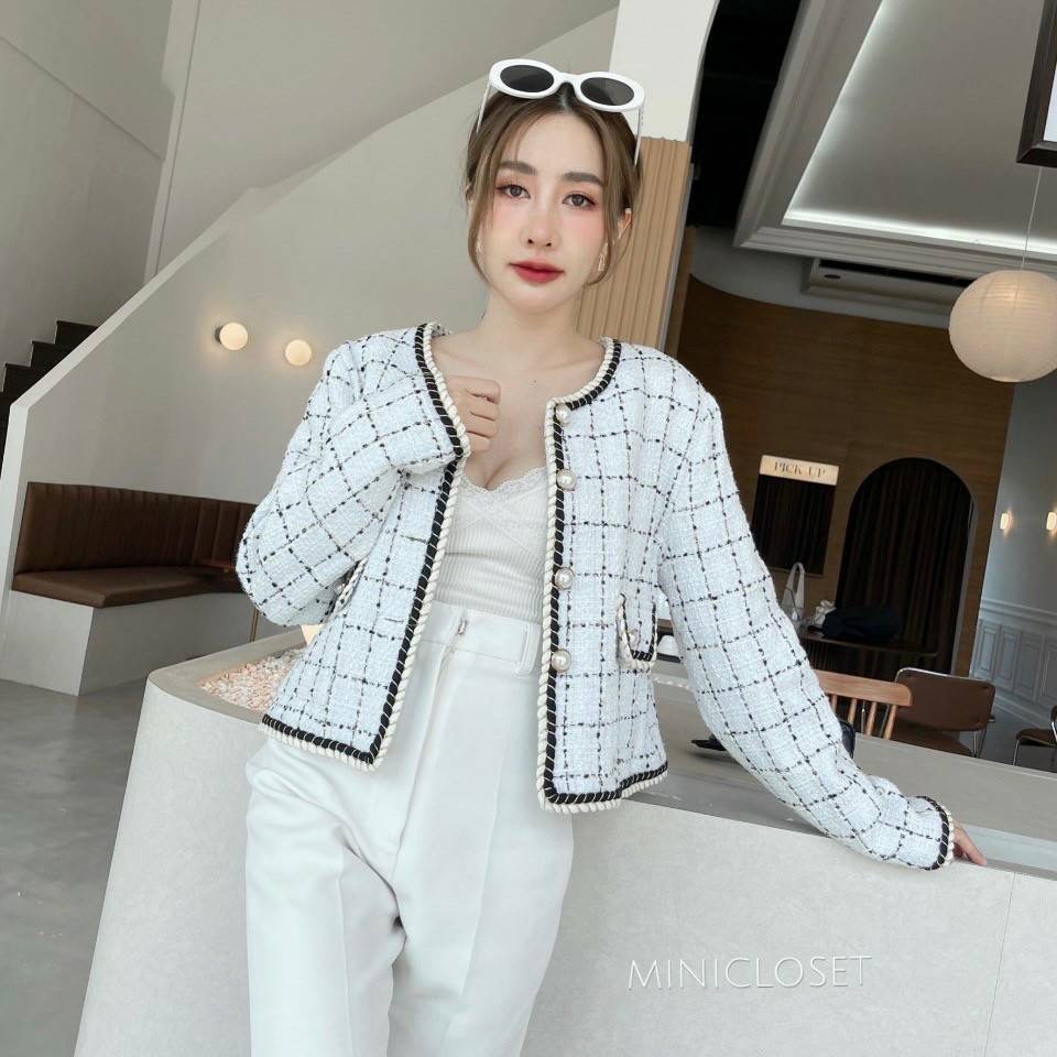 เสื้อทวีตแขนยาว เสื้อคลุมผ้าทวิต