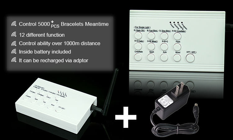 กำไลข้อมือไฟกระพริบแบบควบคุมการเปลี่ยนสีด้วยรีโมทคอนโทรล