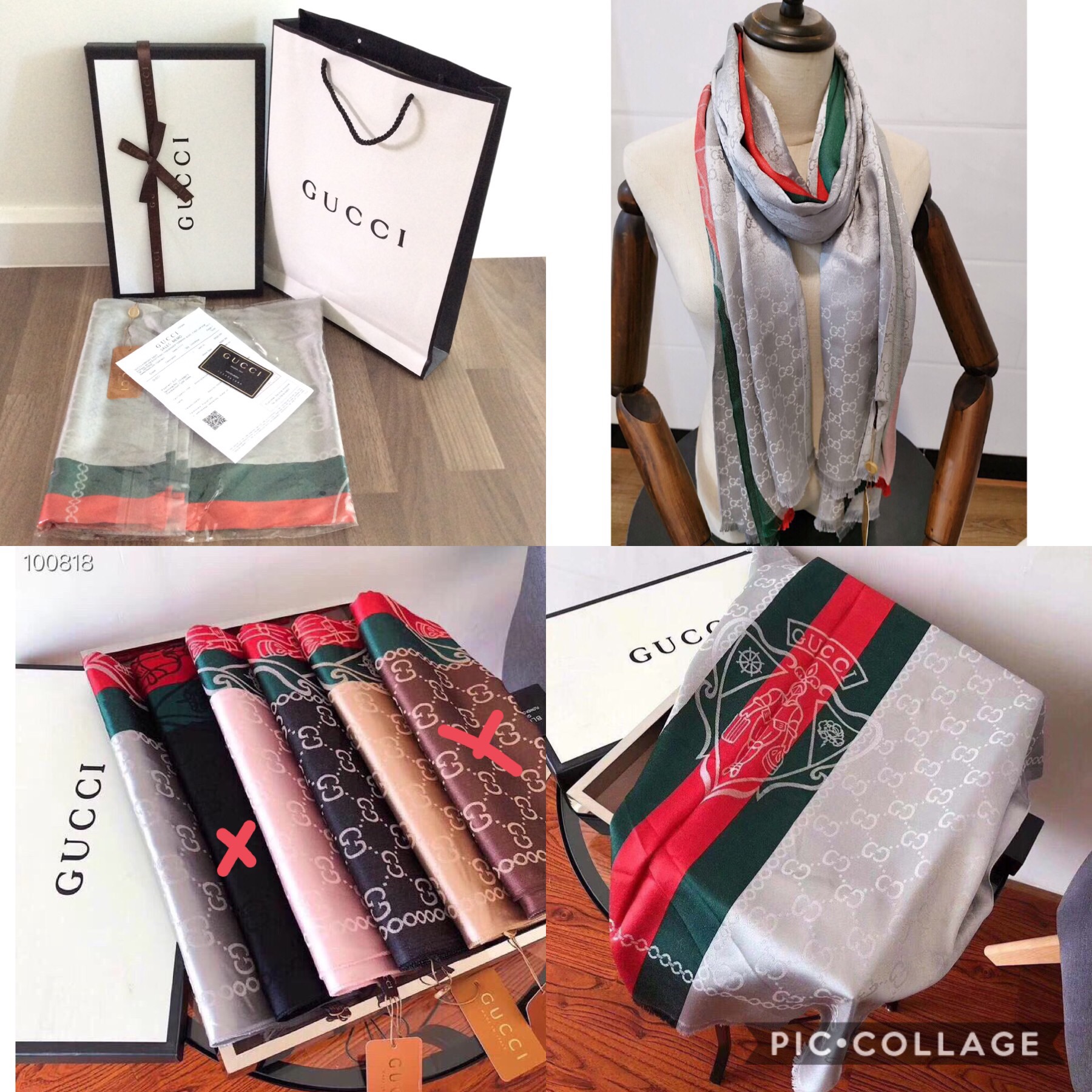 ผ้าพันคอ ผ้าคลุมไหล่ GUCCI รอบนี้มาเป็นเซ็ทของขวัญสุดหรูพร้อมกล่องและถุงกระดาษ