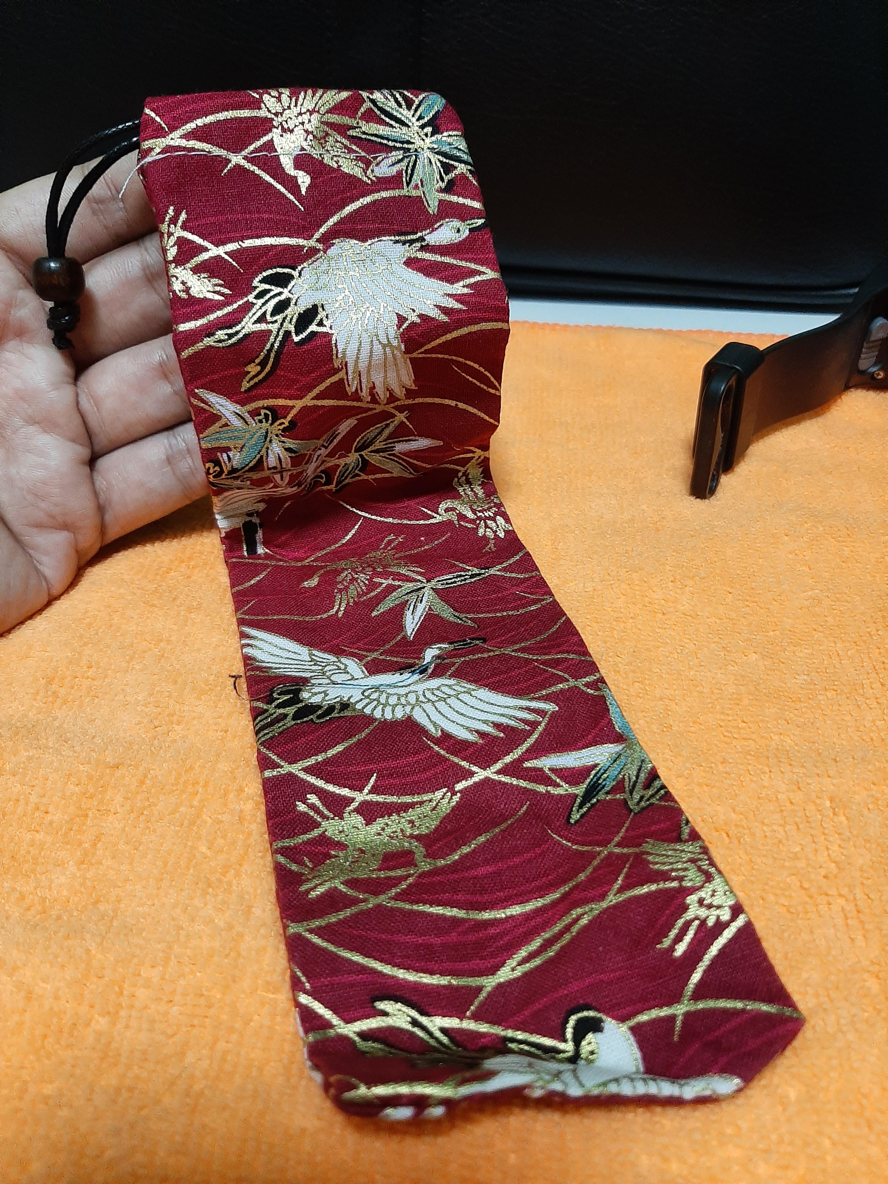 กระดิ่งแมว พรัอมซองผ้าลายนกกระเรียน